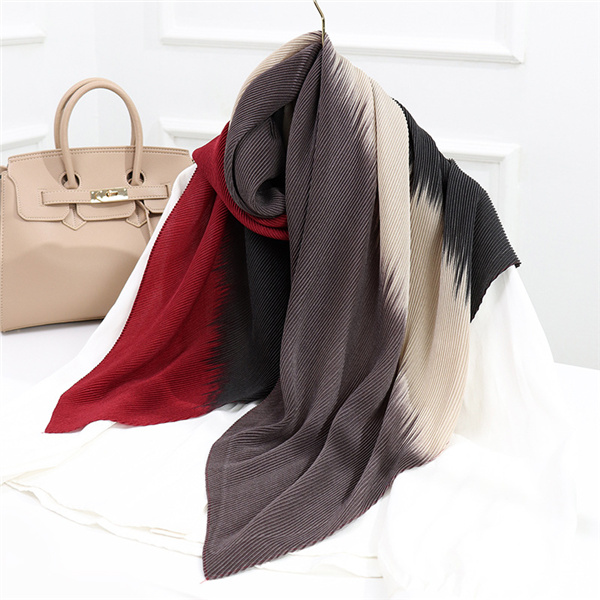 velvet crumpled thin section lengthened 210 shawl contrast color scarf women
