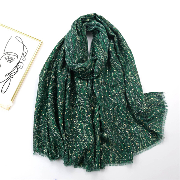 Hot sand dunes small leaves long scarf satin cotton ladies scarf warm shawl
