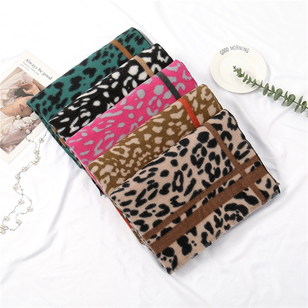 Leopard print dual purpose scarf street fashion imitation cashmere outer scarf thickening