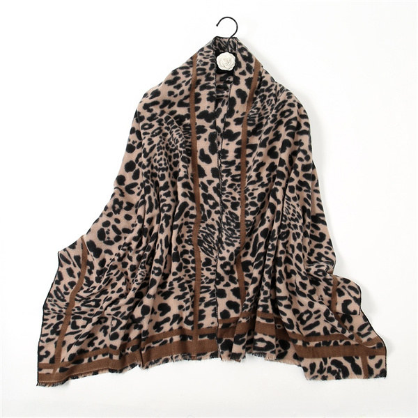 Leopard print dual purpose scarf street fashion imitation cashmere outer scarf thickening
