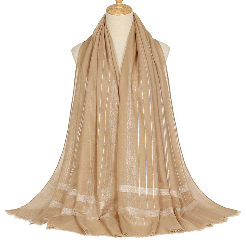 New sequin striped polyester tassel solid color scarf wholesale