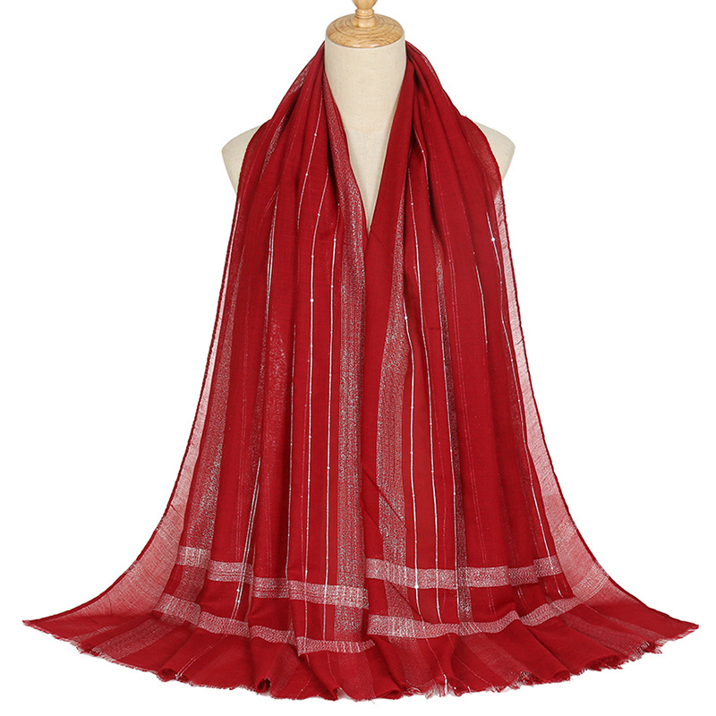 New sequin striped polyester tassel solid color scarf wholesale