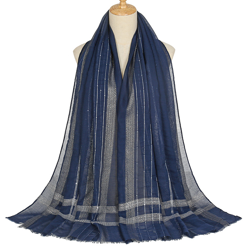 New sequin striped polyester tassel solid color scarf wholesale