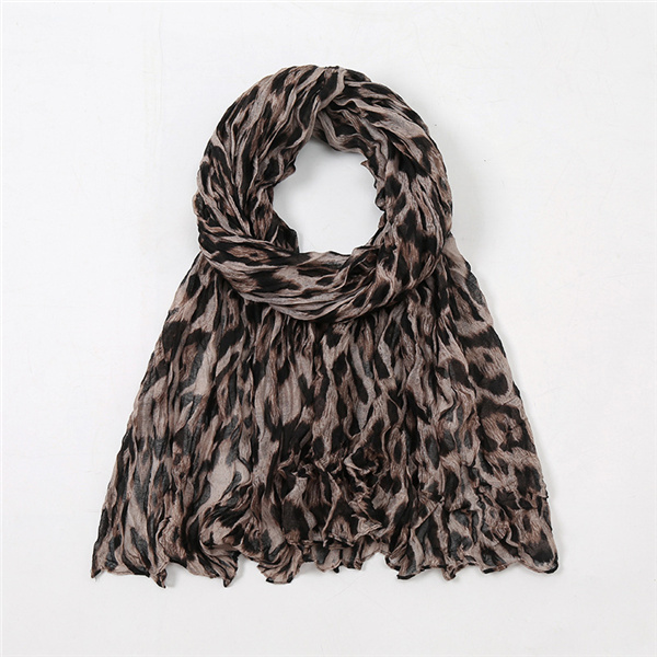 European and American fashion all match Bali yarn leopard pattern pleated soft warm scarf shawl women