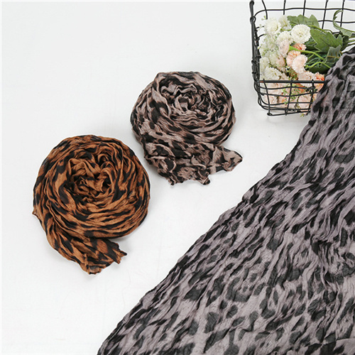 European and American fashion all match Bali yarn leopard pattern pleated soft warm scarf shawl women
