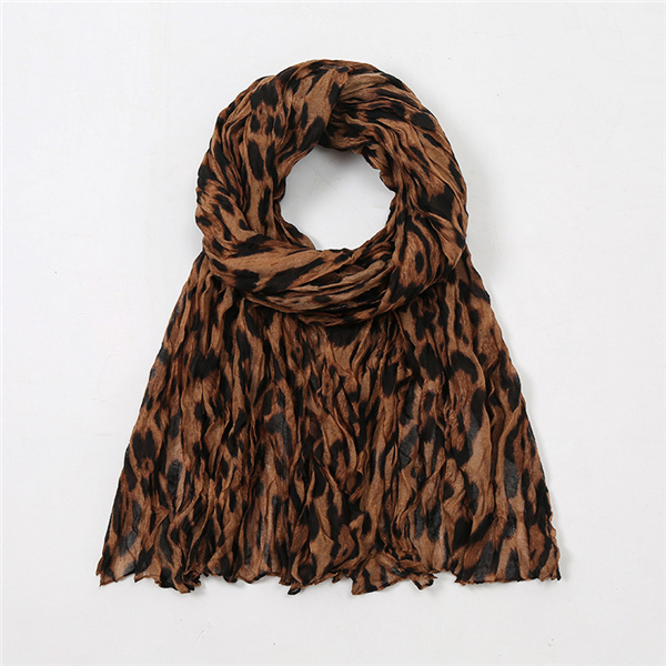 European and American fashion all match Bali yarn leopard pattern pleated soft warm scarf shawl women