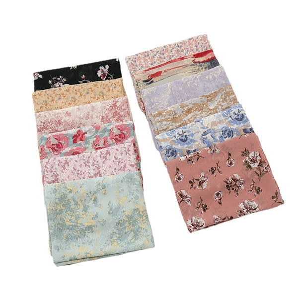 Hot selling chiffon printed sunscreen shawl headband pastoral sweet lady scarf
