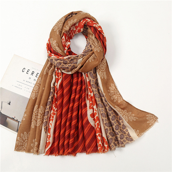 Geometric pattern splicing shawl scarf for womens warm scarf wholesale