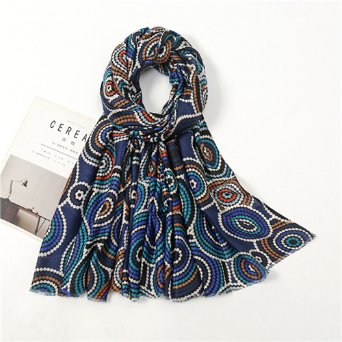 Concentric circle abstract printing warm scarf vintage headband womens casual sunscreen shawl