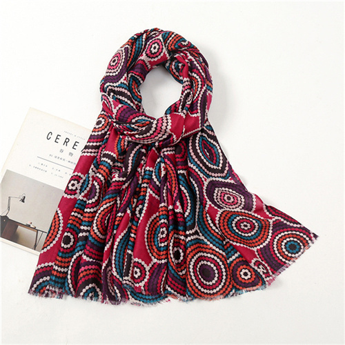 Concentric circle abstract printing warm scarf vintage headband womens casual sunscreen shawl