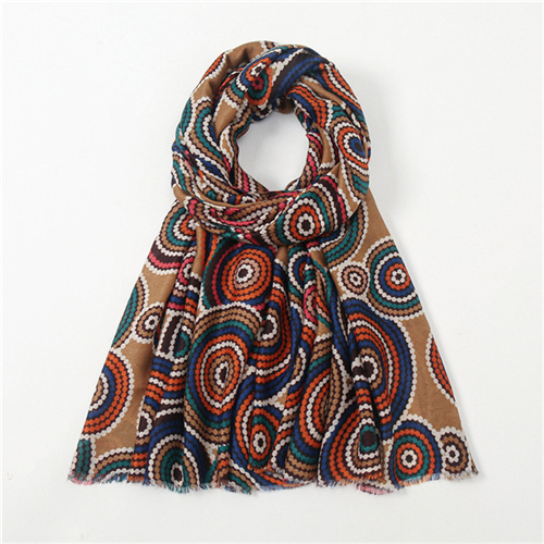 Concentric circle abstract printing warm scarf vintage headband womens casual sunscreen shawl