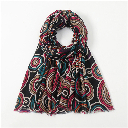 Concentric circle abstract printing warm scarf vintage headband womens casual sunscreen shawl