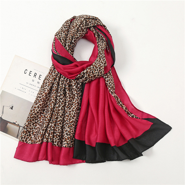 Classic leopard print sunscreen shawl Cross border fashion headband Womens satin cotton warm scarf