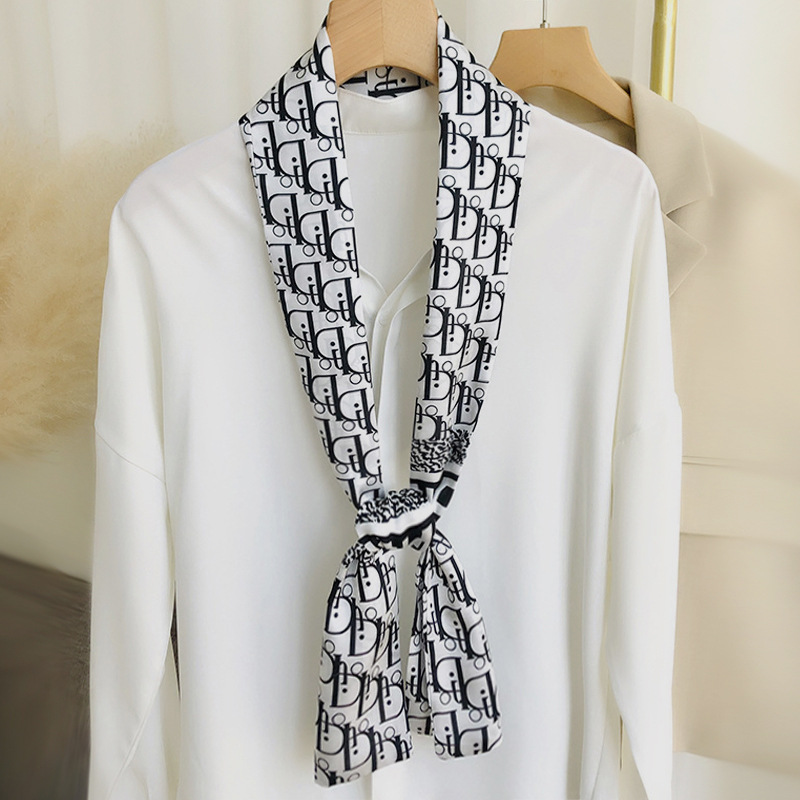 Letter scarf long ribbon women tie silk scarf necktie