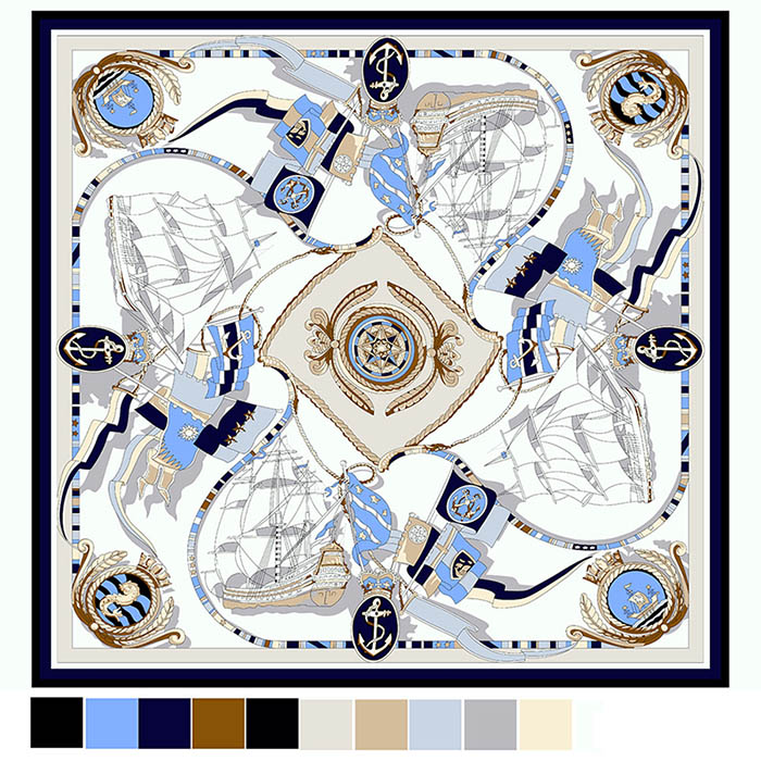 Sailing decoration silk square scarf wholesale