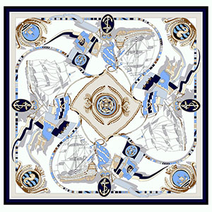 Sailing decoration silk square scarf wholesale
