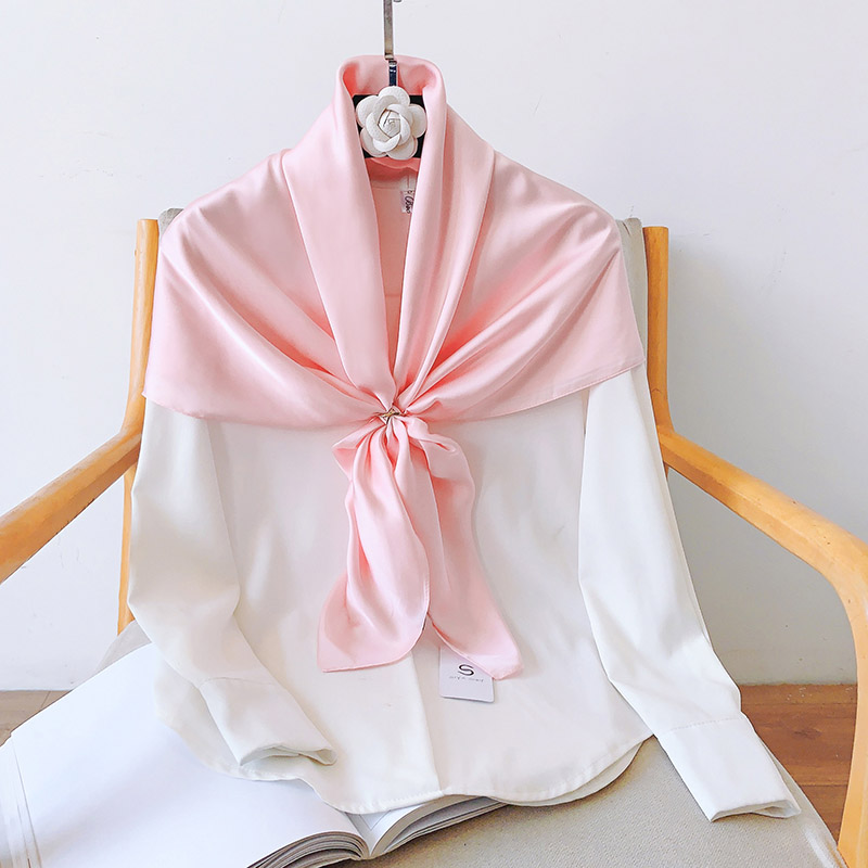 Chiffon scarf sun protection shawl imitation silk solid color versatile scarf