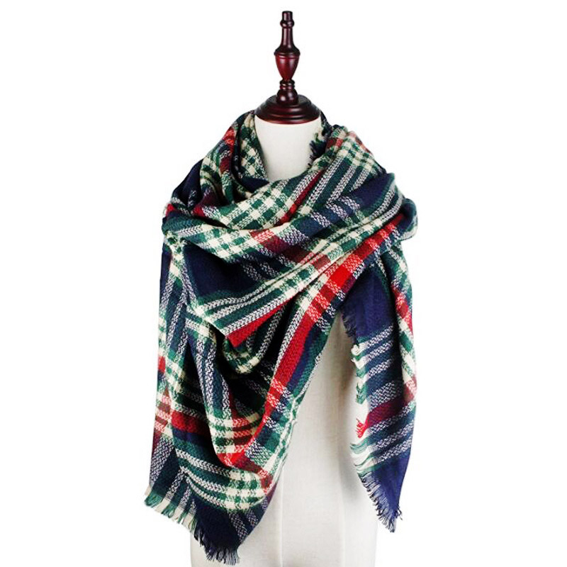 Color plaid scarf to map custom-made women imitation cashmere scarf