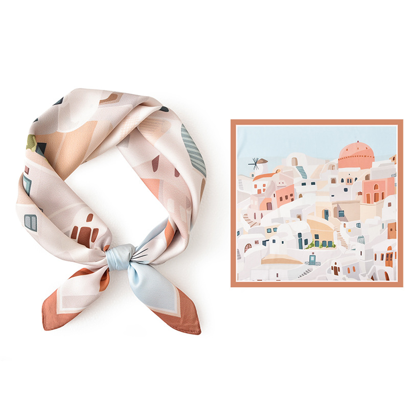 Silk scarf customization to customize logo digital printing square scarf gifts