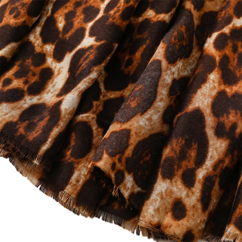 Wholesale cotton linen scarf fashionable leopard print warm women shawl