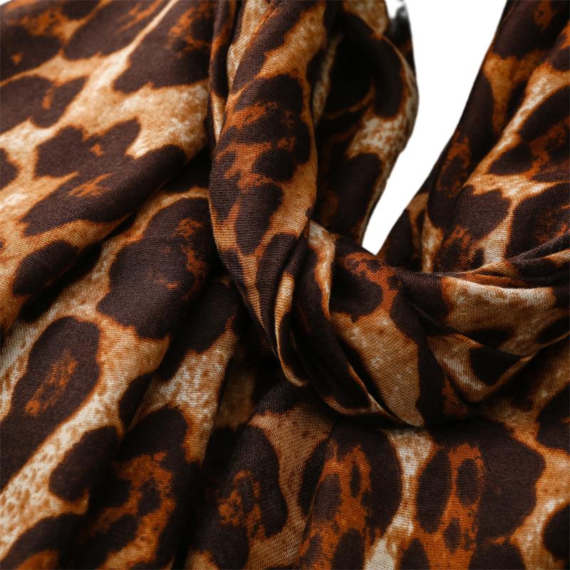 Wholesale cotton linen scarf fashionable leopard print warm women shawl
