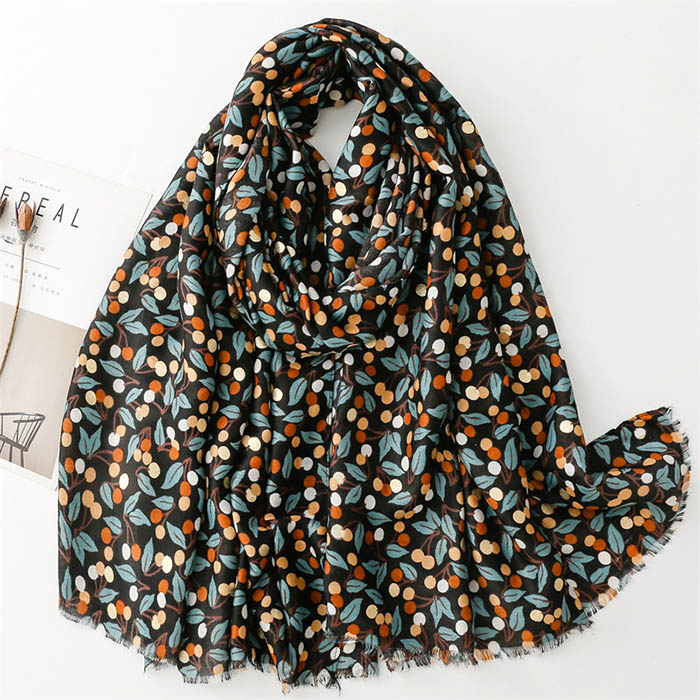 Cherry flower bronzing cotton and linen scarf women silk scarf wholesale