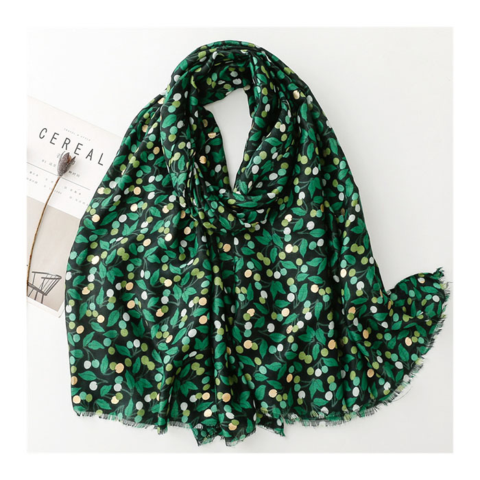 Cherry flower bronzing cotton and linen scarf women silk scarf wholesale