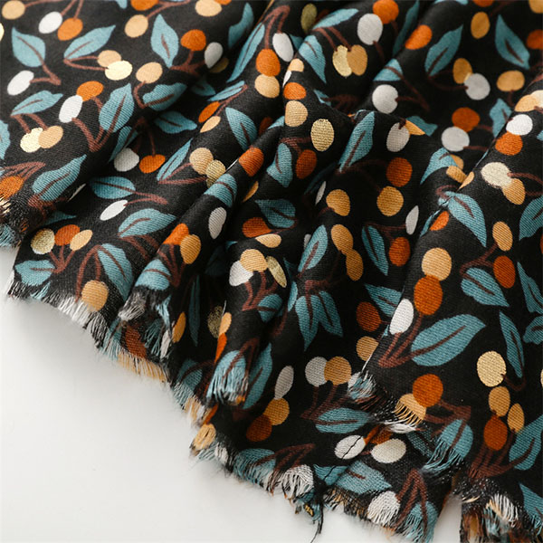 Cherry flower bronzing cotton and linen scarf women silk scarf wholesale