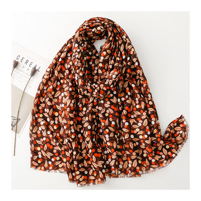 Cherry flower bronzing cotton and linen scarf women silk scarf wholesale