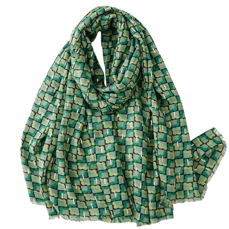 Wholesale cotton linen scarf hot stamping cloud pattern warm shawl for women