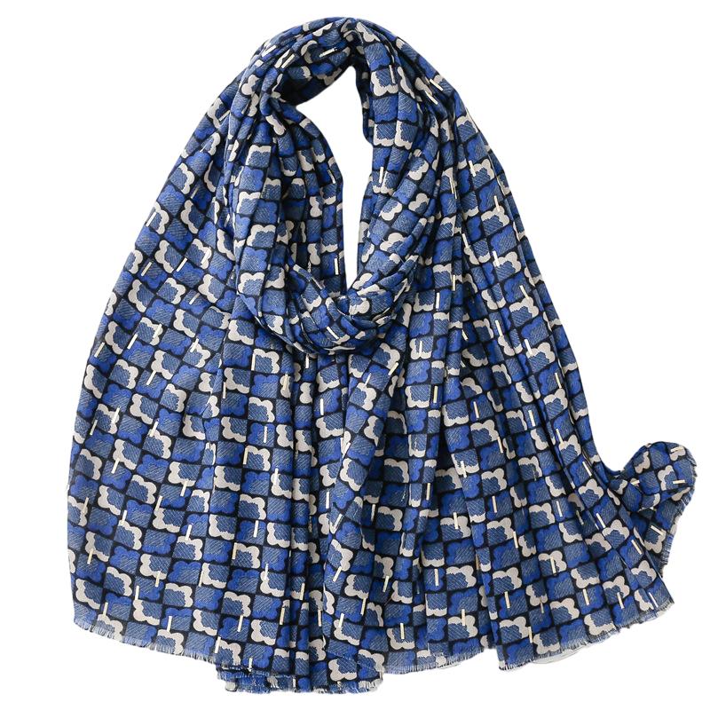 Wholesale cotton linen scarf hot stamping cloud pattern warm shawl for women