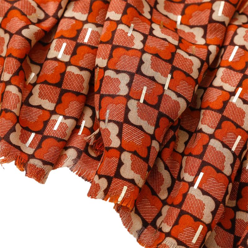Wholesale cotton linen scarf hot stamping cloud pattern warm shawl for women