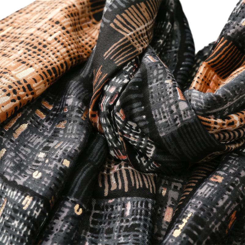 Wholesale cotton linen scarf hot stamping plaid warm shawl for women