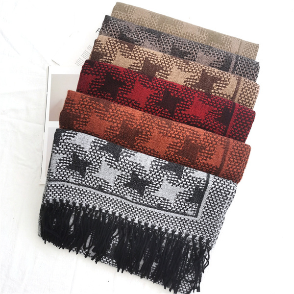 Autumn and winter new scarf imitation cashmere jacquard scarf womens shawl windmill grid scarf wholesale