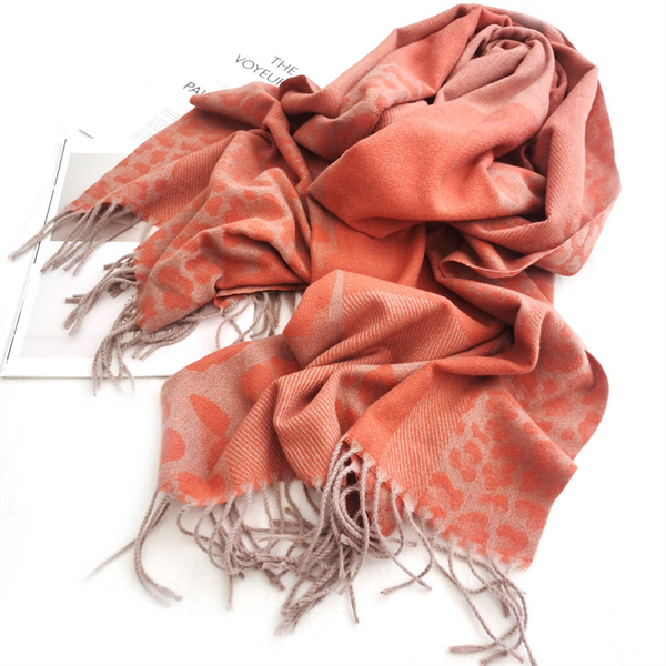 Autumn and winter new imitation cashmere scarf womens houndstooth tassel shawl leopard print scarf wholesale