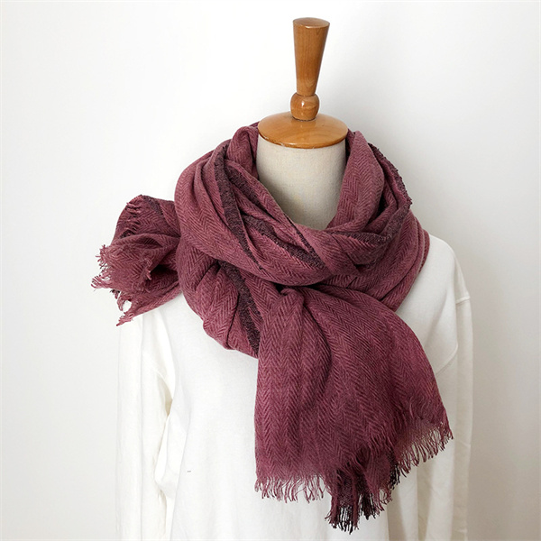 Cotton linen scarf womens autumn and winter new solid color striped scarf pleated scarf womens shawl bag headscarf