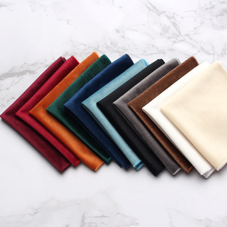 Stock velvet pocket scarf square scarf fashion mens dress accessories wedding party handkerchief manufacturers wholesale