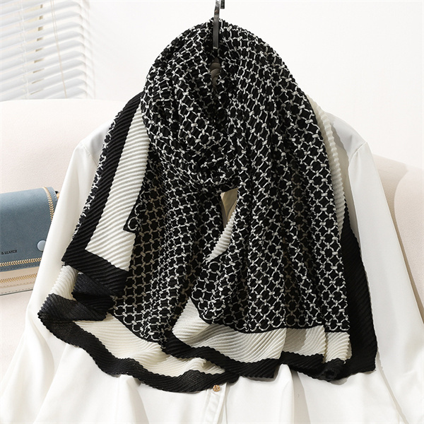 Cotton linen scarf creased womens Korean version versatile silk scarf warm fashion shawl neck dual purpose wholesale