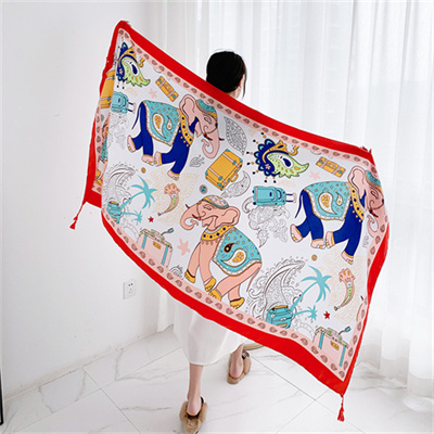 New explosive Internet celebrity thickened retro ethnic style sunscreen shawl versatile cotton linen scarf woman