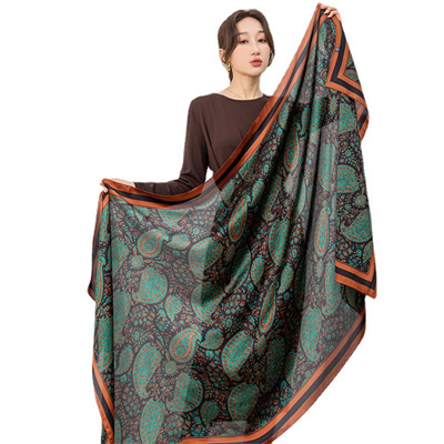 New beautiful brocade imitation silk feel soft hand to take photos travel scarf wholesale
