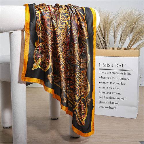Silk scarf womens spring and summer artificial silk square scarf Korean version scarf print scarf manufacturers wholesale