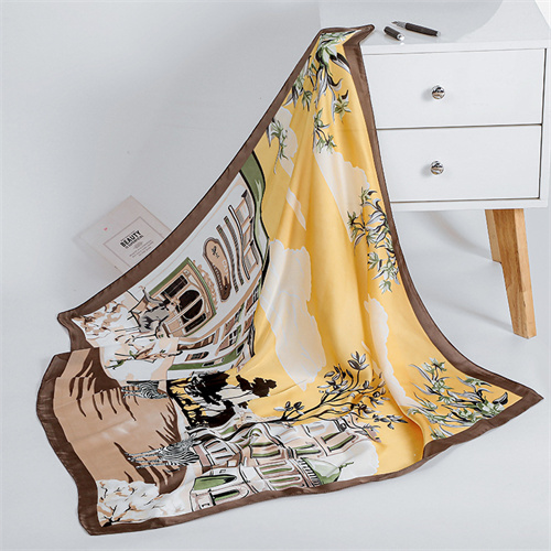 Silk scarf womens spring and summer artificial silk square scarf Korean version scarf print scarf manufacturers wholesale