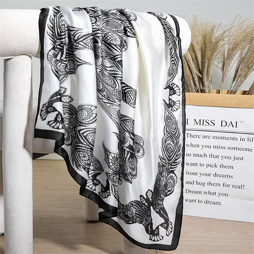 Silk scarf womens spring and summer artificial silk square scarf Korean version scarf print scarf manufacturers wholesale