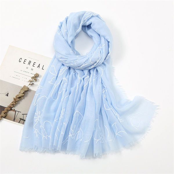 New plain embroidered scarf versatile cotton linen solid color thin shawl wholesale