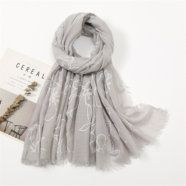 New plain embroidered scarf versatile cotton linen solid color thin shawl wholesale