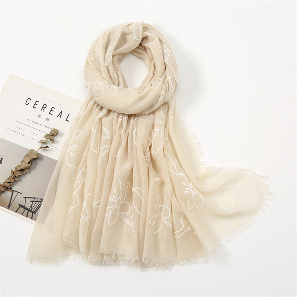 New plain embroidered scarf versatile cotton linen solid color thin shawl wholesale