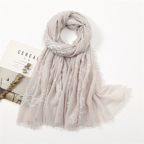 New plain embroidered scarf versatile cotton linen solid color thin shawl wholesale