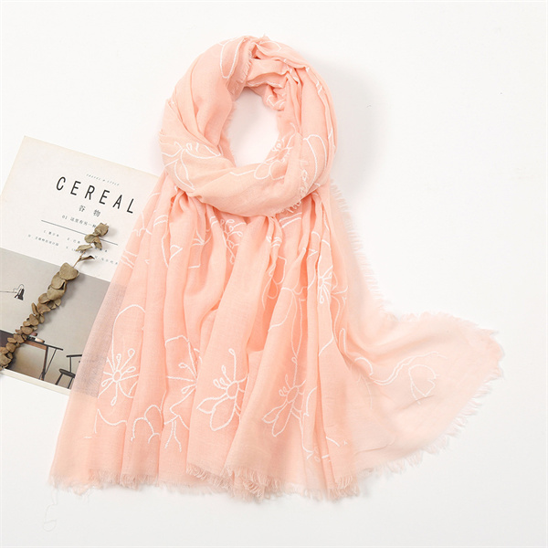 New plain embroidered scarf versatile cotton linen solid color thin shawl wholesale