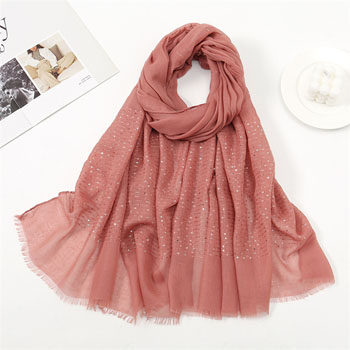 New sequins plain spring and autumn ladies headscarf hairy hair edge cotton linen feel scarf shawl wholesale