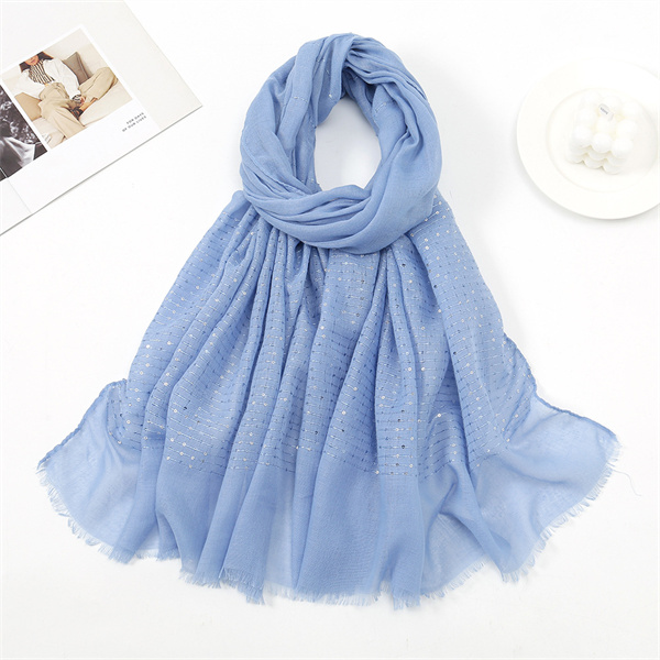 New sequins plain spring and autumn ladies headscarf hairy hair edge cotton linen feel scarf shawl wholesale